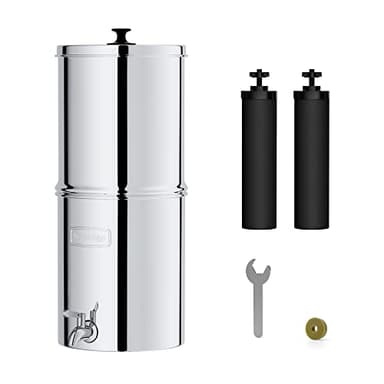 Waterdrop Gravity-fed Water Filter System, Reduces Lead and up to 99% of Chlorine, NSF/ANSI 42&372 Standard, with 2 Black Carbon Filters and Metal Spigot, King Tank Series, WD-TK-A