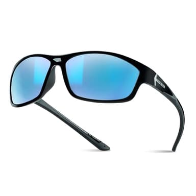Bnus sunglasses for men women shades UV400 protection (GLASS LENS-Black/Blue Flash Non-Polarized)