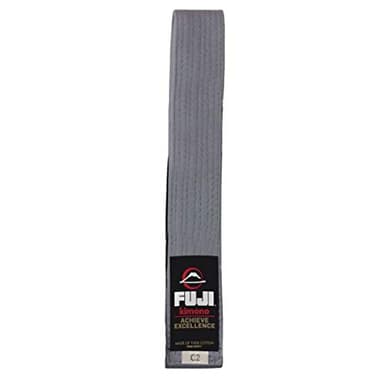 FUJI Kids Brazilian Jiu Jitsu Belt with Rank Bar, BJJ Belt for Children, Grey, Size C2