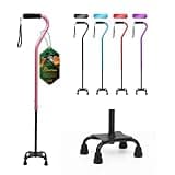 BeneCane Quad Cane Adjustable Walking Cane with Offset Soft Cushioned Handle for Men & Women Lightweight Comfortable with 4-Pronged feet for Extra Stability(Pink)