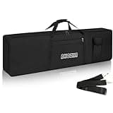 AKOZLIN 88 Keys Portable Padded Keyboard Case,Dimension 54.1"X6.69"X13.18", Electric Piano Keyboard Gig Bag (Black+Yellow)
