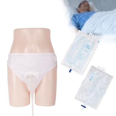Male Urine Collector for Men, Wearable Urinal Bag with Reusable Silicone External Catheter, Leak-Proof Urine Collection System for Elderly Men, Incontinence Care, Bedridden and Overnight Use