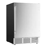 EUHOMY 24 Inch Beverage Refrigerator, Built-in and Freestanding Beverage Cooler 180 Can, Under Counter Beverage Fridge with Stainless Steel Door, Outdoor Refrigerator for Soda, Beer, Wine