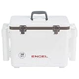 Engel UC30 30qt Leak-Proof, Air Tight, Fishing Drybox Cooler with Built-in Fishing Rod Holders, Also Makes The Perfect Hard Shell Lunchbox for Men and Women in White
