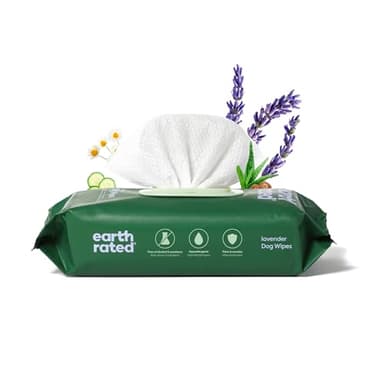 Earth Rated Dog Wipes, Hypoallergenic, 3-in-1 Cleaning and Hydrating, for Grooming Paws, Body and Butt, Lavender Scented, 100 Count
