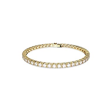 Swarovski Matrix Tennis Bracelet, Round Clear Stones on Gold-Tone Finished Band, Size M, Part of the Matrix Tennis Collection