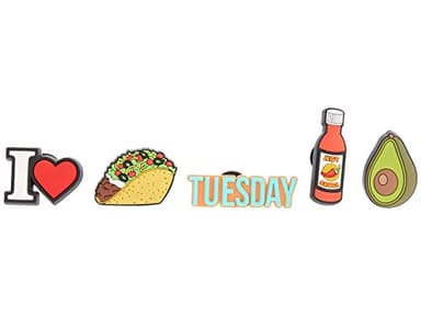 Crocs Jibbitz Food - Stylish Shoe Charms - Synthetic Material - Jibbitz Packs Shoe Charms - One-of-a-kinds Food Taco Tuesday 5-Pack One Size One Size