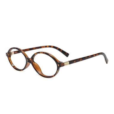 Slocyclub Fashion Oval Blue Light Blocking Glasses for Women Men Vintage Oval Small Frame Eyeglasses Retro Glasses, Whiskey Tortoise