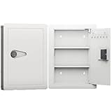 21.65" Tall Fireproof Wall Safes Between the Studs 16" Centers, Hidden Wall Safe with Removable Shelf, Heavy Duty Wall Mount Home Safe for Firearms, Money, Jewelry, Passport, Document, White