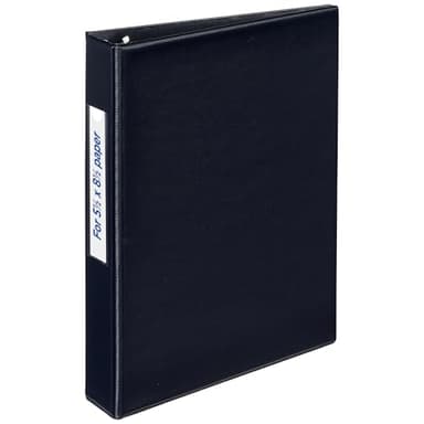 Avery Mini 3 Ring Binder, Holds 5.5" x 8.5" Paper, 1" Round Rings, 175-Sheet Capacity, 1.4 Inch Wide Spine, Label Holder, 1 Black Binder, Great for Home, Office, School Supplies, and More (27257)