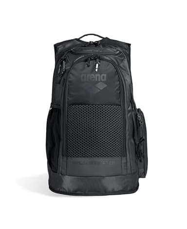 ARENA All Set Sports Swim Backpack Athletes Gym Rucksack Multisport Daypack Large Size Training Gear Equipment Bag for Teens Men Women, 45 Liters, Black