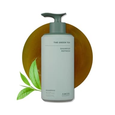 AMOS PROFESSIONAL The Green Tea Shampoo Refresh for Thinning Hair, Korean Shampoo for Oily Scalp l Deep Cleans, Strengthening Hair, All Hair Types, 16.9 fl. oz.