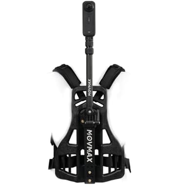 Movmax Third-Person Backpack Camera Mount Kit with Carbon Fiber Telescopic Rod (16"-40") for Insta360 X5/X4/X3/X2 DJI Osmo 360, Aluminum Adjustable Mount for Outdoor Live Streaming, Hiking & Cycling