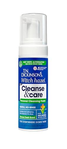 T.N. Dickinson's Witch Hazel Cleanse and Care Personal Cleansing Foam, Shower Fresh Scent (5 Fl Oz) | Toilet Paper Foam Spray | Wet Wipe Alternative | Gentle, Septic-Safe Formula