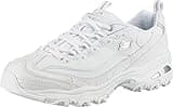 Skechers Women's D'Lites Memory Foam Lace-up Sneaker,White Silver,7.5 M US