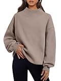 Trendy Queen Womens Oversized Sweatshirts Turtleneck Pullover Long Sleeve Hoodies Tops Fall Fashion Outfits 2024 Clothes CoffeeGrey S
