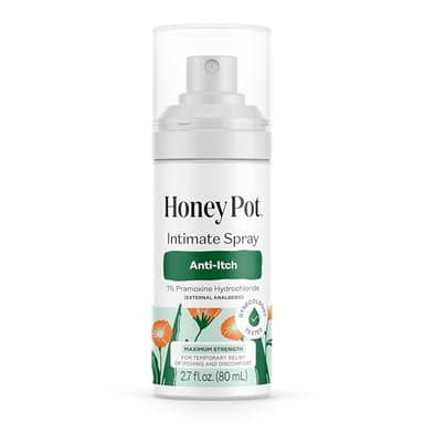 The Honey Pot Company - Feminine Anti-Itch Spray - At Home or On the Go Medicated to Relieve Itch and Irritation. Maximum Strength - 2.71 fl. Oz.