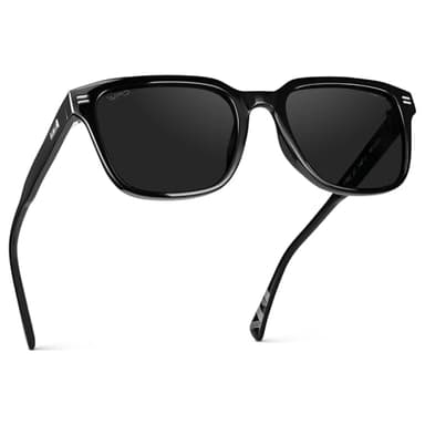 WearMe Pro WMP Eyewear - Men's Rectangular Performance Sunglasses - Designed for Golf with Anti-Reflective Lenses and Non-Slip Nose Pads (Black/Black Lens)