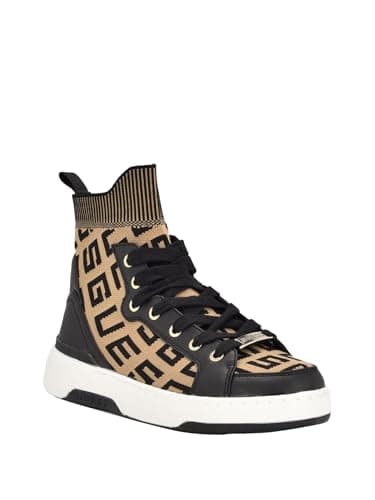 Guess Women's MANNEN Sneaker, Medium Brown, 7