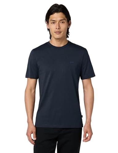 Boss Mens Small Logo Cotton Crewneck T Shirt T Shirt, Basic Navy, Large US