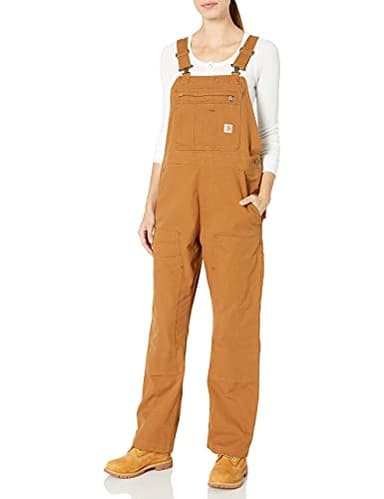 Carhartt Women's Rugged Flex® Loose Fit Canvas Bib Overall, Carhartt Brown, X-Large