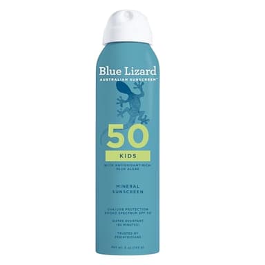 Blue Lizard Kids Mineral Sunscreen Spray SPF 50+, Brand, Broad-Spectrum UVA/UVB Protection, Water-Resistant, Zinc Oxide Formula, 5 fl oz