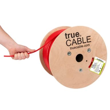 TRUE CABLE Cat6 Shielded Riser (CMR) Bulk Ethernet Cable, 1000ft, Red, 23AWG Solid Bare Copper, 550MHz, Overall Aluminum Foil Shield (F/UTP), PoE++ 100W, ETL Listed
