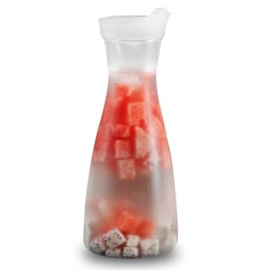 20 Oz Water Carafe with Flip Top Lid, Round Base Juice Containers Clear Plastic Pitcher for Water Iced Tea Juice Milk Lemonade Mimosa Bar and Other Beverages