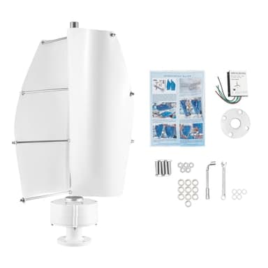Orudauy 100W 12V Vertical Axis Wind Turbine Generator, 2 Blades Magnetic Levitation Wind Turbine Kit with Controller, Wind Power Generator, Low-Noise Windmill Generator for Marine, RV, Home (White)