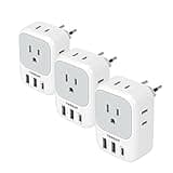 TESSAN 3 Pack European Travel Plug Adapter USB C, US to Europe Plug Adapter with 4 AC Outlets and 3 USB Ports, Type C Power Adaptor for USA to EU International Spain France Iceland Italy Greece