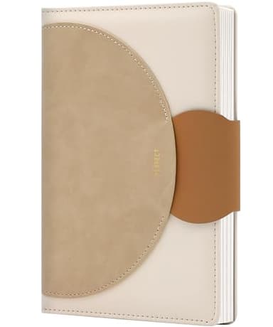 CAGIE Lined Journal for Women, 100GSM Leather Journals for Writing with Buckle Closure,A5 Hardcover Diary Journaling Notebooks for Business Work School Note Taking 5.9" x8.59 (Brown)