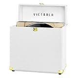 Victrola Vintage Vinyl Record Storage and Carrying Case, Fits All Standard Records - 33 1/3, 45 and 78 RPM, Holds 30 Albums, Perfect for Your Treasured Record Collection, White, 1SFA (VSC-20-WHT)