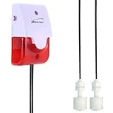 High / Low Water Level Sensor Detector Alarm 120 dB Red Strobe Siren, Adjustable Alarm Volume, Sump Bobber Water leak Sensor,16.4ft Probe Cord, Suitable for Water Tank/Aquarium, Swimming Pool/Basement