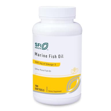 Klaire Labs SFI Health Marine Fish Oil - Ultra Pure 300 Milligrams EPA & 200 Milligrams DHA Omega 3 Unflavored Fish Oil with No Fishy Taste, Cholesterol-Free & Gluten-Free (100 Softgels)