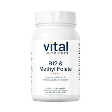 Vital Nutrients Vitamin B12 & Methyl Folate - Vegan Methylated Folate & B12 Supplement - 5-MTHF Plus B12 Supports Nervous System & Metabolism* - Gluten, Dairy, Soy Free - 100 Capsules