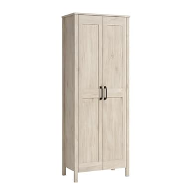 Sauder 2-Door Storage Cabinet, Tall Wooden Organizer, in a Chalk Oak Finish