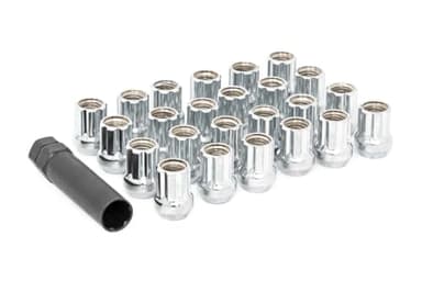 Rough Country 32-Piece Lug Nut Set - M14X1.5 Thread, Chrome Bulge Acorn Style, Open-End Lug Nuts with Socket Key, Corrosion-Resistant for Aftermarket Wheels