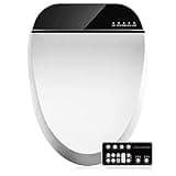 Combier CMA102S-B Electric Bidet Smart Toilet Seat,Endless Warm Water, Rear and Front Wash, LED Light, Quiet Operation, Wireless Remote, Black (Elongated)
