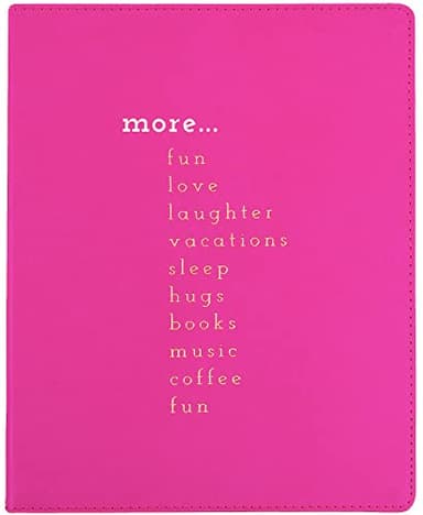 WORLD TRAVELER Large Lined Journal Notebook - Lay-Flat Hardcover 2 Ribbon Bookmarks 256 Ruled White & Ivory Pages 8x10 Inches, More Fun