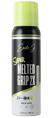 Ericka J Super Melted Grip Spray 3.4 fl oz – 2X Strong Hold Wig Adhesive for Lace Front Wigs, Fast-Drying Flake-Free Bond Holding Spray, Glueless Wig Spray for Secure Lace Installs