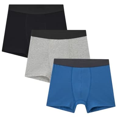 FUVVRVAL Washable Reusable Incontinence Underwear for Boys, Leakproof Training Pants for Kids Age 6-12, Absorbent Cotton Soft Comfort, Machine Washable (US, Alpha, Medium, Regular, Blue/Gray/Black)