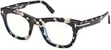 Tom Ford Eyeglasses FT 5872 -B 005 Shiny Grey Havana, t Logo, Eco/Blue Block