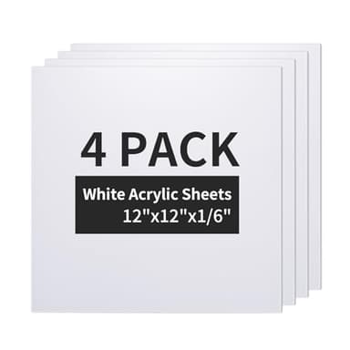 PYD Life 4 Pack Sublimation Acrylic Blanks Sheets 12" x 12" White,1/6" Thick(4 mm) Custom Name Plates for Stanley 40 OZ Tumblers,Acrylic Sheets for Xtool Glowforge 40 W Cutting DIY Projects