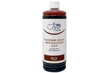 Dynarex Povidone Iodine Prep Solution USP, Effective Topical Antiseptic for Skin and Mucosa, Cleansing and Preparation, Brown, 1-16 Fluid Oz. Bottle