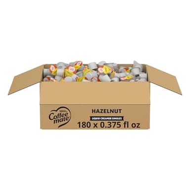 Nestle Coffee mate Coffee Creamer, Hazelnut, Liquid Creamer Singles, Non Dairy, No Refrigeration, 0.375 fl oz Tubs (Pack of 180)