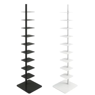 HYHTMER 9-Tier Metal Spine Bookshelf - Vertical Tower for Booksfor Small Spaces, Multipurpose Corner Bookshelf, Tall & Narrow Ladder Bookcase, Ideal Book Display for Home or Office (Black)