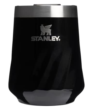 STANLEY The Reserve Textured Wine Tumbler | 11oz | Splash-Proof Lid | Cold Drinks & Cocktail Cup | Insulated Stainless Steel Wine Glass | Black Gloss