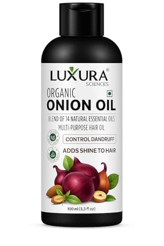 Luxura Sciences Organic Onion Oil | Controls Hair Loss, Dandruff, & Helps with Growth | Infused with 14 Essential Oils for Strong Roots | Sulfate-Free Hair Care | 3.38 Fl Oz/100ml