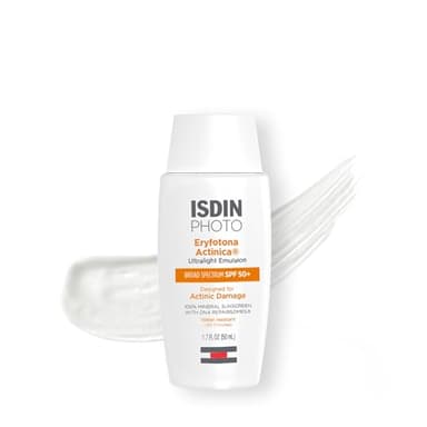 ISDIN Eryfotona Actinica Zinc Oxide sunscreen with 100% mineral UV filter Broad Spectrum SPF 50+, No White Cast, Suitable for Sensitive Skin, travel-size (1.7 Fl Oz)