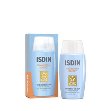 ISDIN Fusion Water MAGIC, Ultralight Broad Spectrum SPF 40 Sunscreen with Hyaluronic Acid and Vitamin E, 50ml